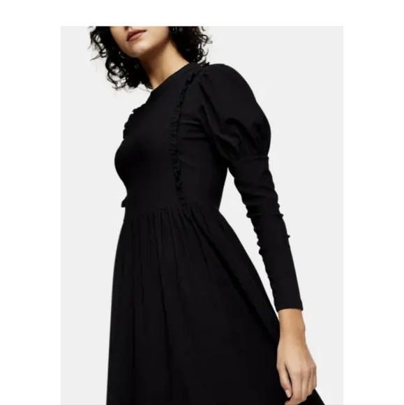 Topshop | Dresses | Topshop High Collar Ruffle Midi Dress | Poshmark